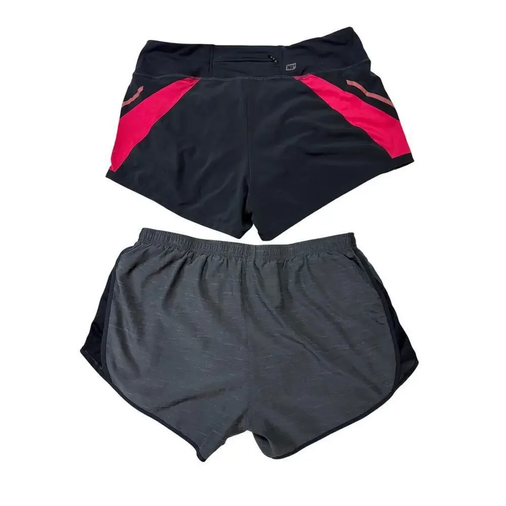 Nike Dri-Fit Gray | New Balance Pink & Black | Women's Medium Athletic Shorts